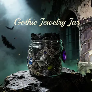 Rogue Gem Jollyhit Light Goth Witch Mystery Jewelry Jar 30 pcs Costume Jewelry Rings, Necklaces & Earrings Set, Christmas, Birthday, Thanksgiving, Classmate & Girlfriend Gift Metal Organiser surprise gothic box