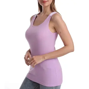 Women's Ribbed Tank Tops| Round Neck White  Accent