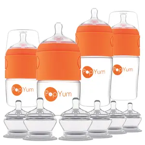 PopYum Orange Formula Making Baby Bottle + Nipple 10 Piece Bundle