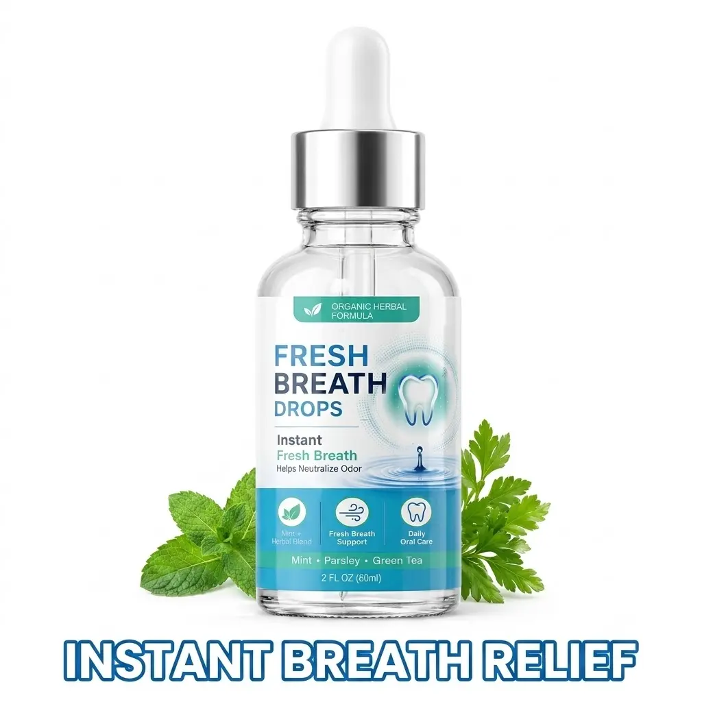 Fresh Breath Drops – Organic Herbal Formula with Mint, Parsley & Green Tea – Instant Freshness – Supports Oral Hygiene & Daily Confidence – 60ml (2 fl oz)