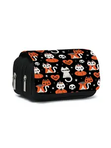 Squirrel pattern printed double layer flip pen bag