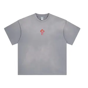 TRINITY ACID WASH GREY "CROSS" T-SHIRT