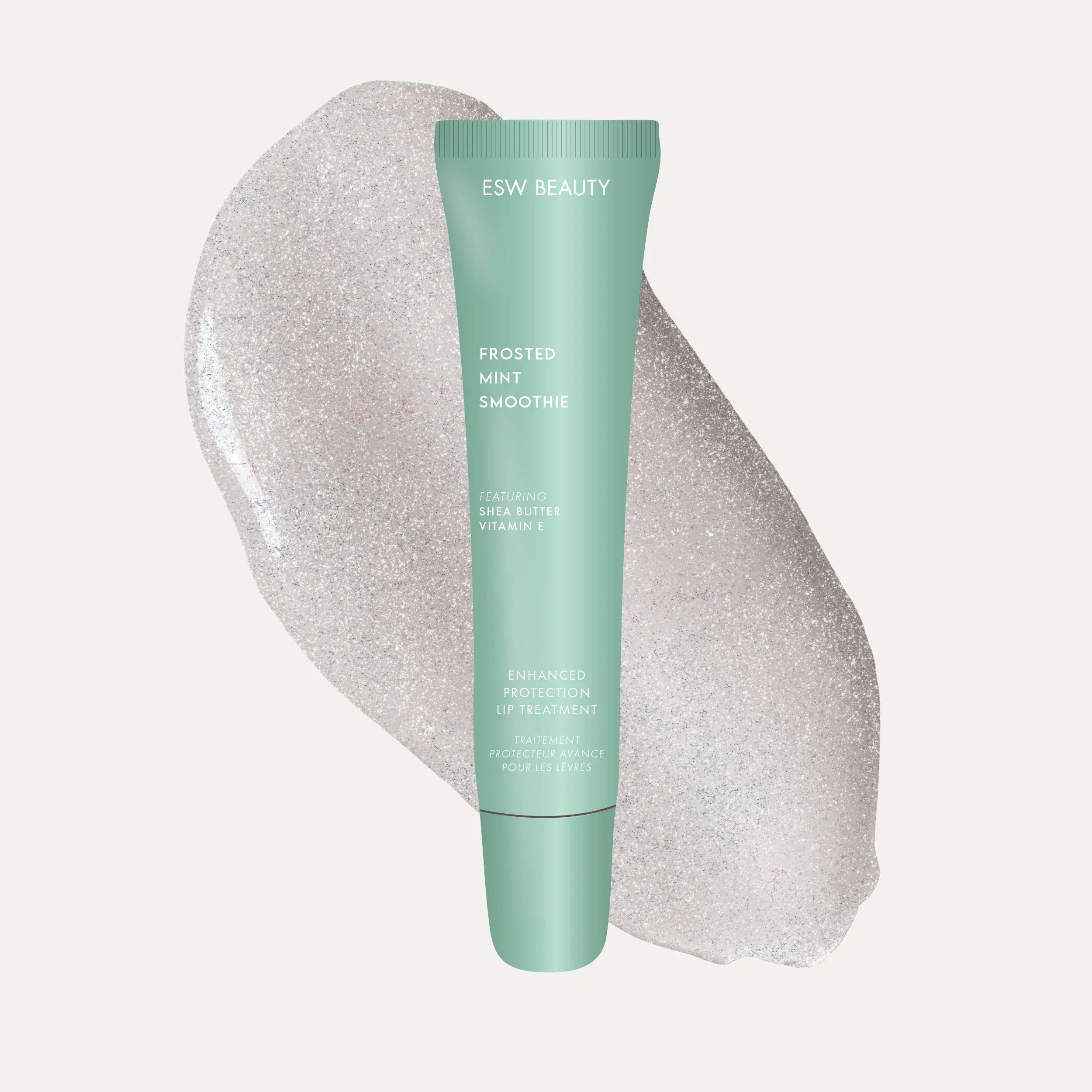 Vegan Hydrating Lip Treatment Moisturizer - Shea Butter, Vitamin E, Frosted Mint Shimmer Gloss, Peppermint Scent Squeeze Tube for Radiant Lips, Lip Balm