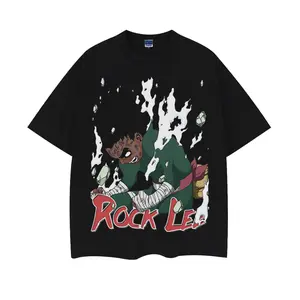 Naruto "Rock Lee" Heavyweight Vintage Tee 100% Cotton OVERSIZED Anime T-shirt Menswear Top anime clothing vintage shirt Casual Streetwear Black Crewneck Tshirt Gamis Baggy Tropical Loose Shortsleeve