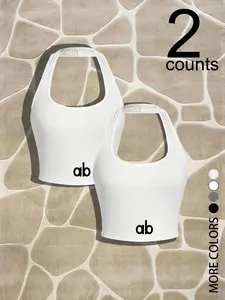 Women's Sexy Backless Sleeveless Halter Top Set, Womenswear, Chic Slimming Design, Perfect for Summer, Casual Wear, Outdoor Activities, Party Style