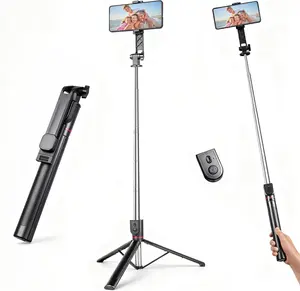 GBFETM 71in Adjustable Aluminium Alloy Cellphone Tripod & Compact Selfie Stick, Universal Mount for iPhone & Android, Wireless Remote Tech Accessories for Devices