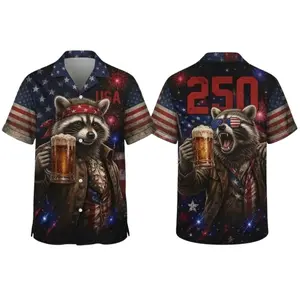 Bigfoot, Raccoon, Pig Drink Beer Hawaiian Shirt Funny Merica Pig USA Flag, Trendy Hawaiian Shirt for Men and Women, Gift for Dad, Joke Him, Meme Father Gift, Beach, Vacation, Casual Summer Outfit, Button Up, 4th of July Independence Day