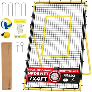 7x4 FT Portable Volleyball Rebounder Net, 5 Adjustable Angles Bounce  Trainer, Heavy-Duty Steel Frame & 45-Ply Net, Target Practice  Equipment, Includes Volleyball