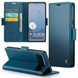 Leather Card Holder Stand Case for Google Pixel 10 Series, Anti-Drop Phone Protection Cover for Pixel 10, 9, 8 Models