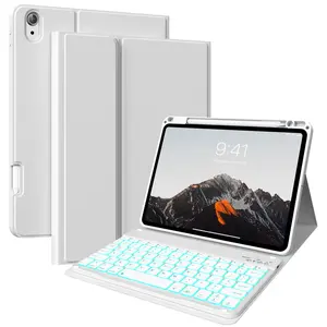 Keyboard Case for iPad Air 11 inch (M3/M2, 2025/2024)/iPad Air 5th/4th Gen 10.9 inch/iPad 11th/10th Gen 11/10.9 inch (2025/2022), Bluetooth Backlit Wireless Detachable Folio Keyboard Cover with Pencil Holder