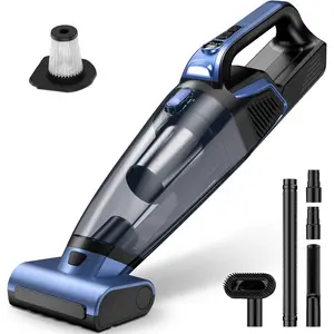 Handheld Vacuum Cordless: 20000PA High Power  Vacuum with Motorized Brush and LED Light, Rechargeable Hand Held Vacuum Cleaner with  Filter for , , Office & Pet, Blue