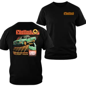 Belltech OBS Sport Truck T-shirt, 2 Sides Print Retro Chevy OBS Lowered Truck Graphic Tee, Soft Cotton Blend Unisex T Shirt, Street Truck Car Meet Apparel, Gift for Truck Guys Chevy OBS Fans