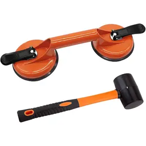 Floor Gap Fixer Tool  Laminate Floor Gap Repair Include Suction Cup and Mallet (Can't use on scraped surface floor)-Orange Kit