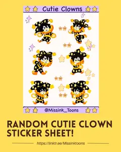 Cutie Clowns Random Vinyl Sticker sheet! -Fun and colorful Clown designs for kids, teachers, junk journaling, collectors and stationery lovers