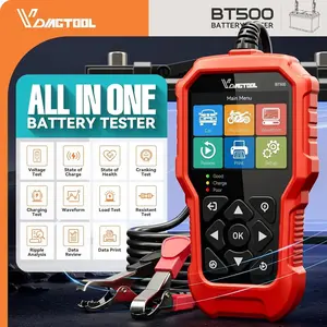 Vdiagtool Bt500 Car Battery Tester, 6v/12V/24v Automotive Battery Detector, 5-3000 Cca Alternator Test, Waveform Graph, Vehicle Diagnostic Tool