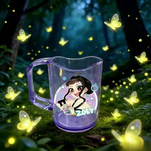 Cartoon Girl Anime Toothbrush Cup, Dual Color Transparent Mug, Tumbler Cup, Reusable Bathroom Rinse Cup, Perfect Gift for Friends