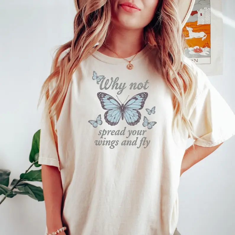 [Sale Up to 65% Off][Free Shipping] Comfort Colors Why Not Spread Your Wings And Fly T-Shirt, Retro Hilary Duff Shirt, Animal Lover, Vintage Gift.