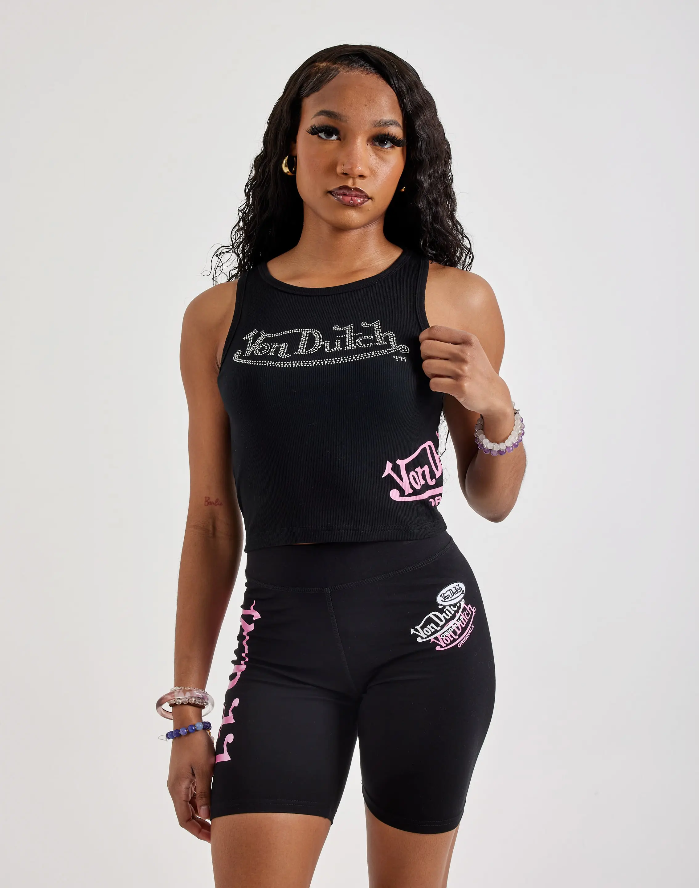 Womens Von Dutch Rhinestone Tank Top