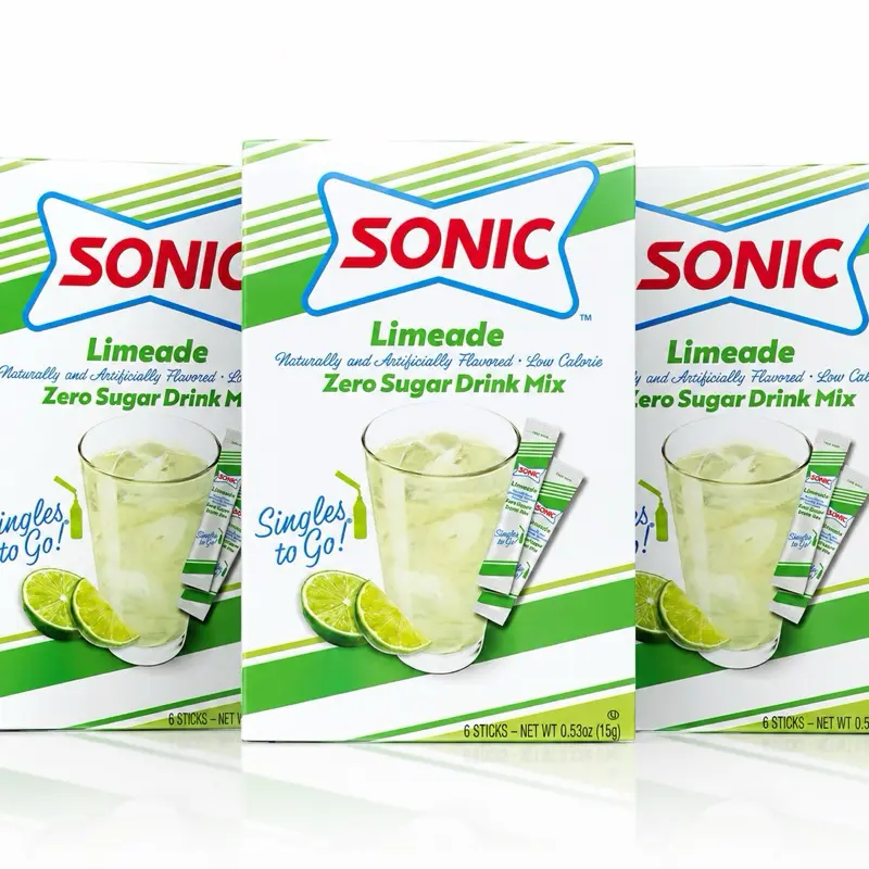 SONIC Limeade Zero Sugar Drink Mix 3-Pack – 18 Singles to Go Sticks, Low Calorie Powdered Drink Mix