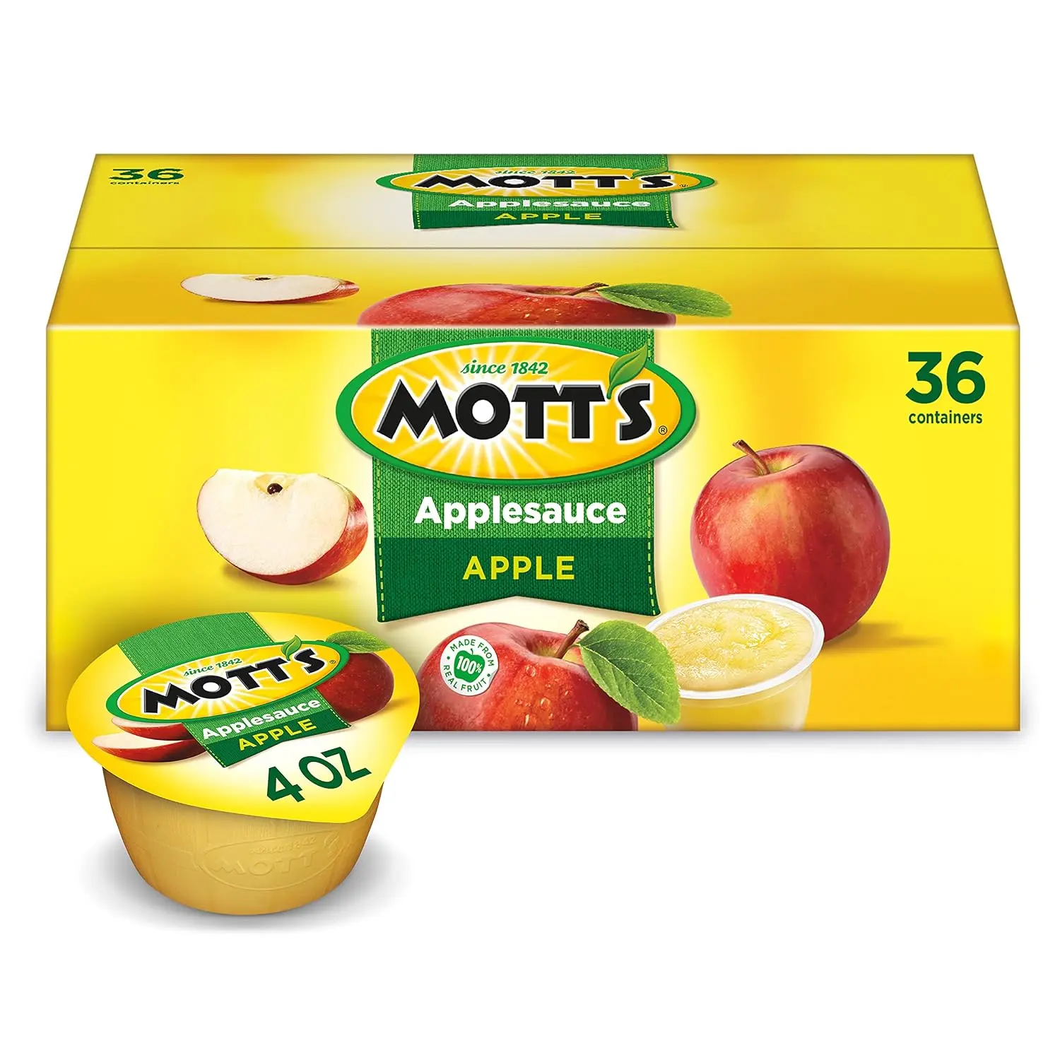 Mott's Applesauce, 4 Oz Cups, 18 Count, No Artificial Flavors, Good Source Of Vitamin C, Nutritious Option For The Whole Family