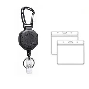 Outdoor Adventure Backpack Buckle, 1 Count Retractable Badge Reel with 2 Counts Clear Soft Card Holder, Retractable Badge Holders, Identification Badges & Supplies