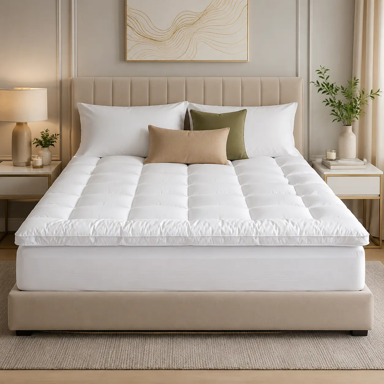 Queen Mattress Topper Extra Thick, Cooling, and Breathable Mattress Pad 8-21" Deep Pocket Soft Down Alternative Fill