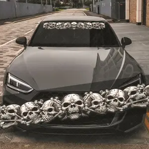 Unique Skull Head Windshield Sticker, Premium Skull Stickers, Car Decorative Sticker, Waterproof UV Resistant Self-Adhesive Vinyl Decal, Scratch Cover Car Modification Decoration, Vehicle Exterior Decoration