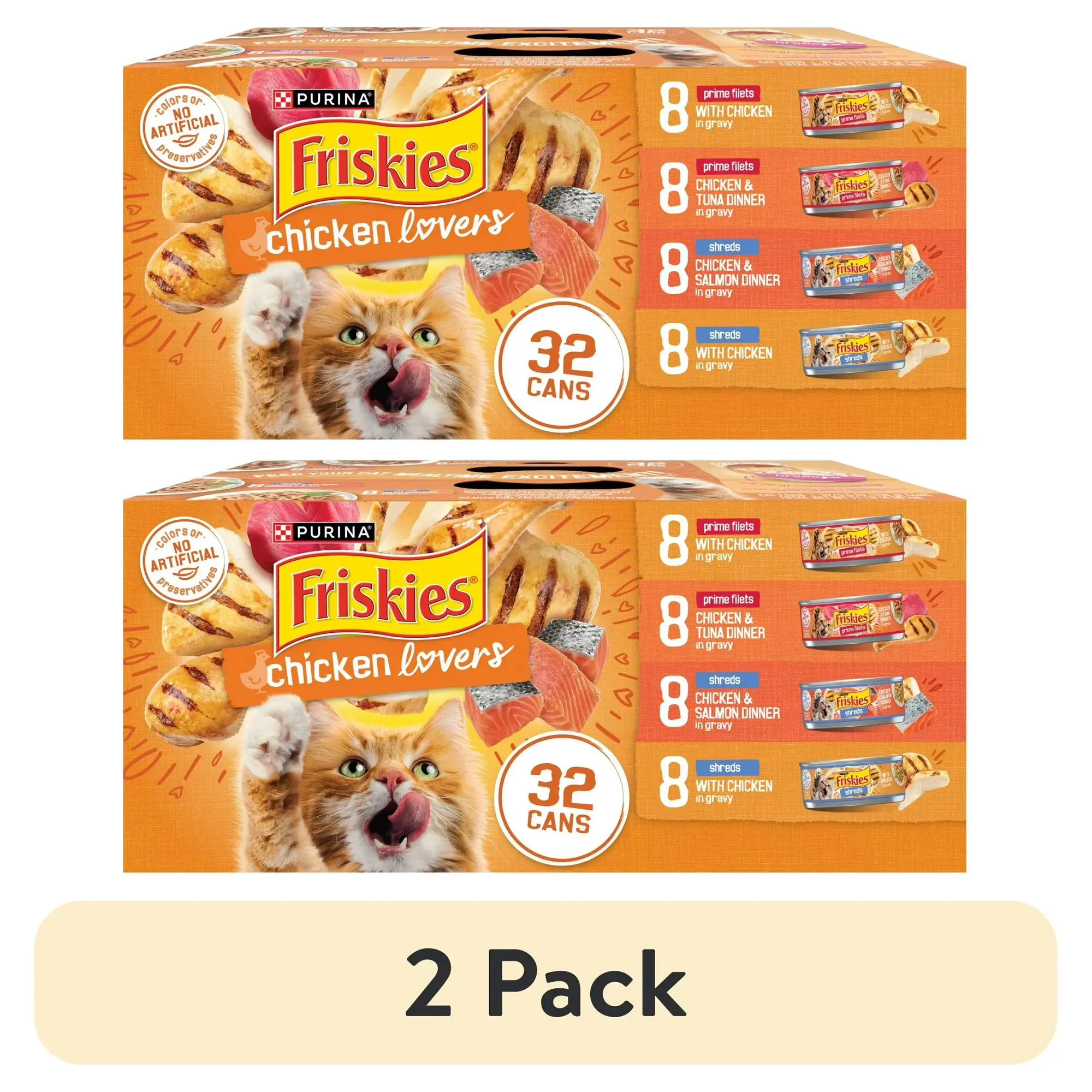 Purina Friskies Gravy Wet Cat Food Variety Pack, Chicken Lovers Prime Filets and Shreds, 5.5 oz Cans