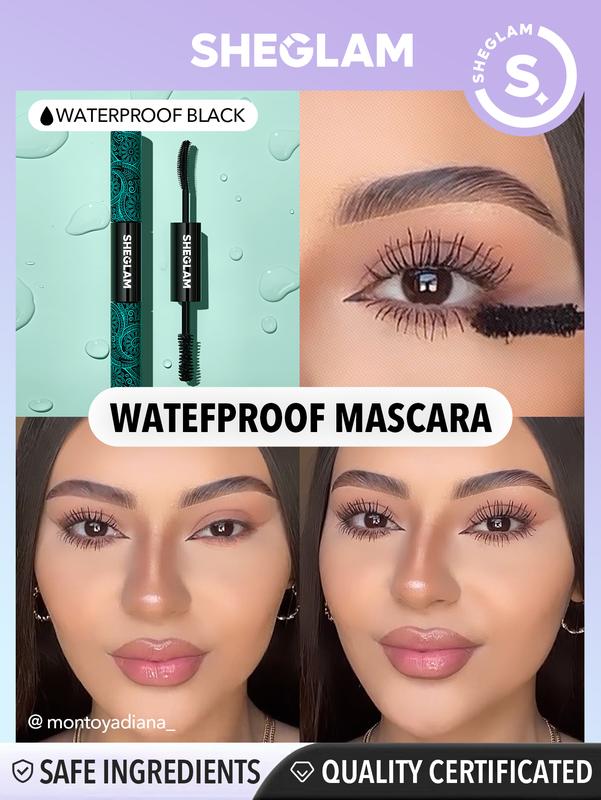 SHEGLAM All-In-One Volume & Length Mascara 2 In 1 Waterproof Volumizing Dual-Ended Brush Lengthening Curling Thick Lash Lifting Long Lasting Mascara Eye