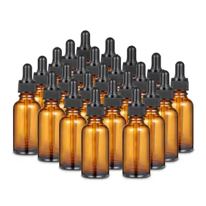 Amber Glass Dropper Bottles –48/ 24 /12 Pcs 1 oz (30ml) Eye Dropper Bottles with Glass Droppers – Essential Oil Bottles, Travel Tincture Bottles for Liquids – UV Protection Amber Glass
