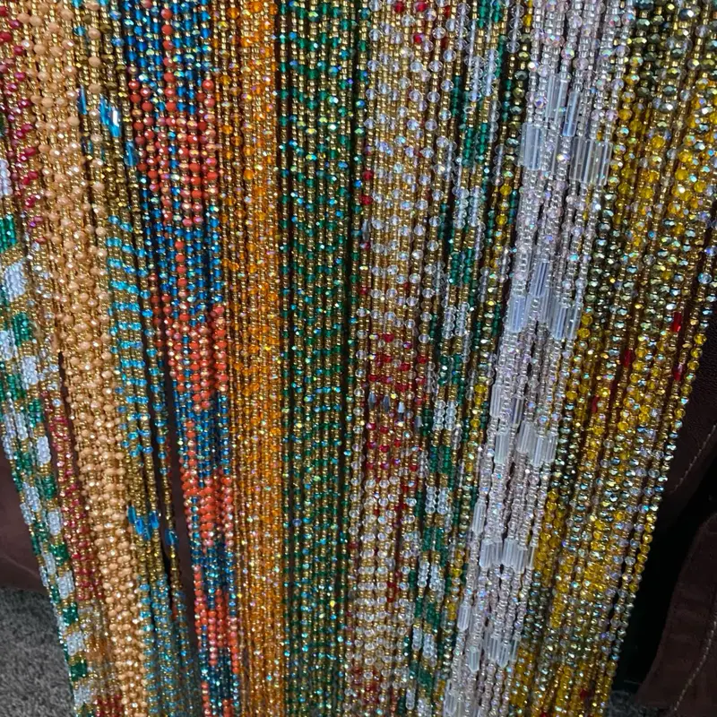 TikTok Crystal Waist Beads – Luxury Female Body Jewelry – Handcrafted African Waist Beads – Tie-On (45”) – Add to Cart, Buy Now – Price Per 1 Waist Bead