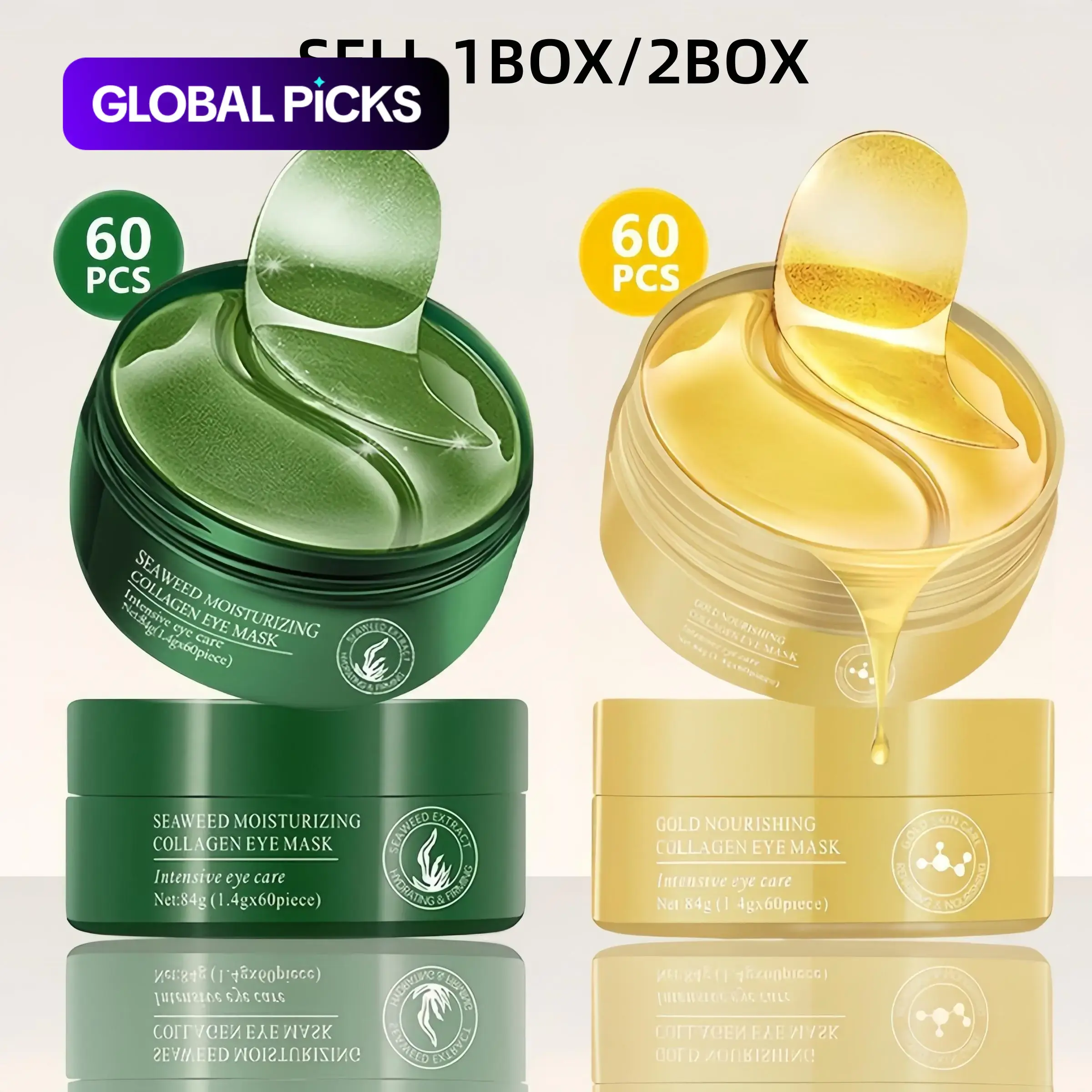 Moisturizing Collagen Eye Mask, Depuffing Eye Patches, Hydrating Eye Care, Hydrating and Firming Under-Eye Treatment for Dark Circles and Puffiness #GLOBAL PICKS