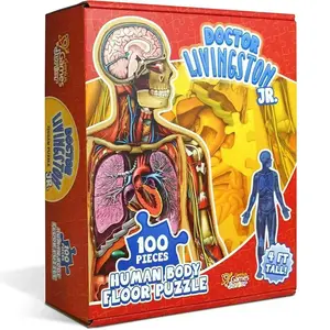Doctor Livingston Jr. Human Body Floor Puzzle | 100 Piece 4 Foot Tall Anatomy Jigsaw Puzzle | Educational Science Learning Tool, Perfect for Home & Classroom Use