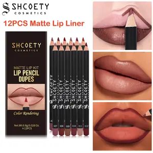 12pcs/box Easy Coloring Lip Liner Pencil Set, Matte Lip Liners, Long-Lasting Matte Lipliner for All Occasions, Lip Makeup Cosmetic Kit, Lip Product