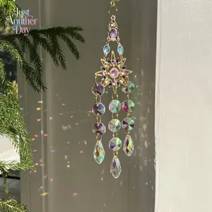 Celestial Crystal Suncatcher - Colorful Rhinestone Star-Moon Hanging Prism, Rainbow Maker for Window, Boho Decoration, Gift for Crystal Lovers