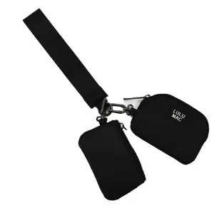 Lulu Mac Double Pouch Wristlet - Black/Black