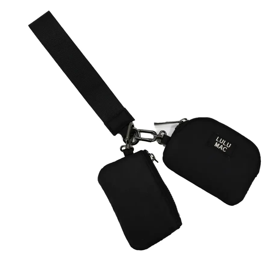 Lulu Mac Double Pouch Wristlet - Black/Black Lulu Mac Double Pouch Wristlet - Black/Black