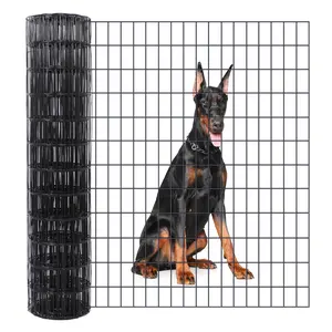 Welded Wire Fence 48inch x 50ft, Black PVC Coated Garden Fencing, 2 inch x 3inch 16Gauge Chicken Wire Fence Roll, Anti-Rust Metal Fencing for Yard Plant Protection Poultry Netting
