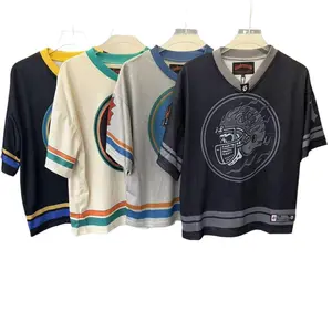 Godspeed Flame Skull Football Jersey - Unisex Retro Loose Mesh Short-Sleeve Sports Top, Vintage Washed Y2K Hip Hop Streetwear for 2026 Summer Coachella Festival Slim Shape Men's Moisture Wicking T-Shirt