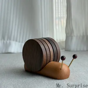 Snail-Shaped Wooden Coaster - Magnetic, Heat-Resistant Mat, Tableware Ornament for Cups, Bowls, Pans, Home Kitchen Decor