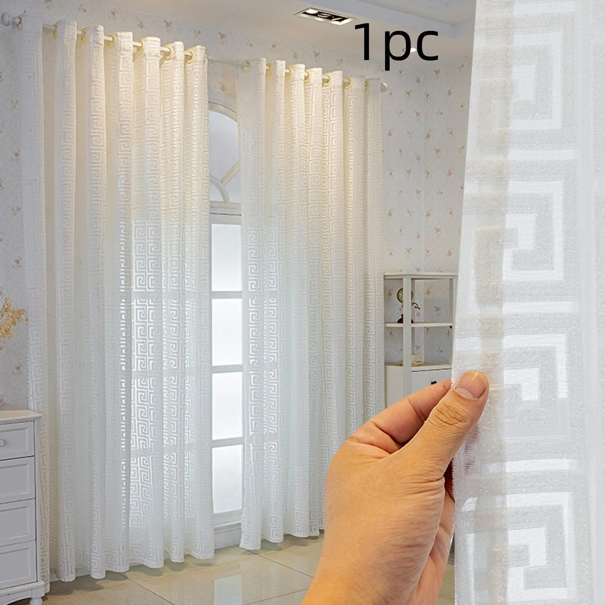 1pc Luxury European Modern Embroidered Velvet Curtain, Window Curtain, Home Decoration Curtain, Semi-Transparent Drapes for Living Room Bedroom, Light Blocking, Decorative Privacy Protection
