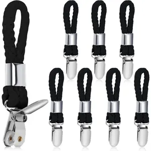 Towel Clips, 8pcs Set No-Sew Towel Rack with Ring Hook Clips for Kitchen Dish Towels and Bathroom Towel Storage Household Clips, Multi-purpose Hanging Clips Modern Minimalist Style