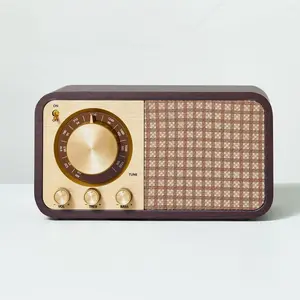 Small Wood Finish with Brass Retro Radio - Hearth & Hand with Magnolia