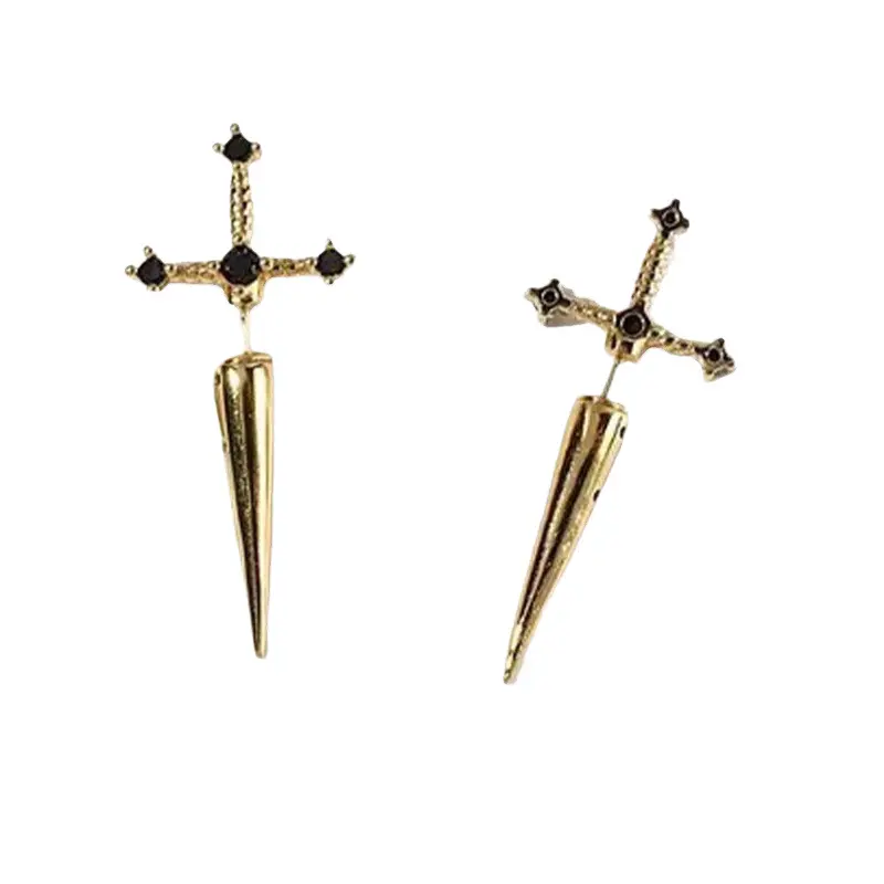 Gothic Sword Kinitial Women's Earrings Vintage Crystal Diamond Dagger Earrings