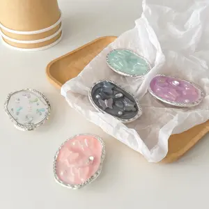 Oval-shaped colorful sequined rhinestone butterfly airbag phone holder - adhesive extendable adjustable stand - everyday desktop support - exquisite and practical, Cellphone Stand