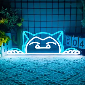 Cute Snorlax-patterned neon sign, USB-powered Snorlax neon light, dimmable neon sign, Decorative neon light, suitable for bedrooms, homes, man caves, game rooms, and restaurants.