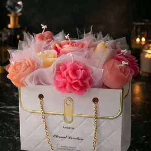 Eternal Devotion Red Rose Candle Bouquet in Elegant Black Box with White Tulle and Heart Decor