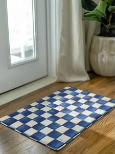 Mackenzie Childs Royal Check  Doormat ,Non Slip Front Door Mat Outside Absorbent Rubber