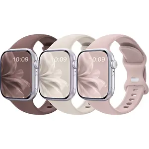 3 Pack Sport Silicone Band for Apple Watch, Soft Waterproof Wristband, Replacement Strap for 40mm-49mm, Series 9-1 Se Ultra