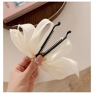 Elegant Bow Hair Clip for Women, Durable with Sharp Hooks and Ring Buckle, Perfect for Braids, Buns, Ponytails, High Knots, Formal & Casual Wear